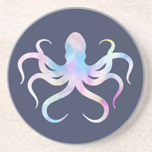 Waterverf octopus zandsteen onderzetter (Voorkant)