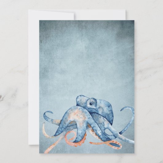 Waterverf Octopus Zee Life Beach Weddenschap Kaart (Achterkant)