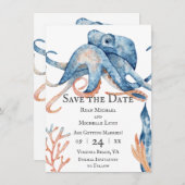 Waterverf Octopus Zee Life Beach Weddenschap Save The Date (Voorkant / Achterkant)