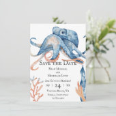 Waterverf Octopus Zee Life Beach Weddenschap Save The Date (Staand voorkant)
