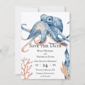 Waterverf Octopus Zee Life Beach Weddenschap Save The Date (Voorkant)
