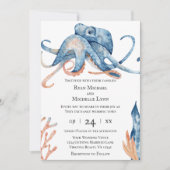 Waterverf Octopus Zee Life on White Beach bruiloft Kaart (Voorkant)