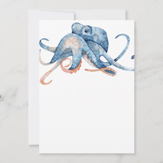 Waterverf Octopus Zee Life on White Beach bruiloft Kaart (Achterkant)