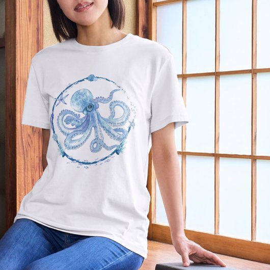 Waterverf Octopus Zeedier Tri-Blend Shirt