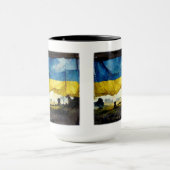 Waterverf Oekraïense Battle Flag Combo Mok, 15 oz Mok (Midden)