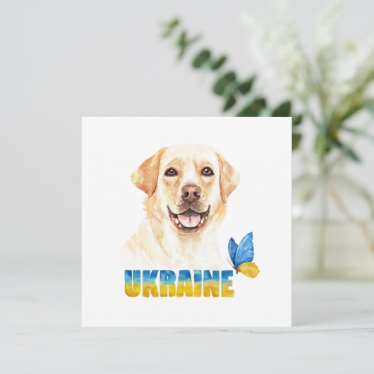 Waterverf Oekraïne - Geel lab en Butterfly Square Kaart (Staand voorkant)