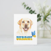 Waterverf Oekraïne - Geel lab en vlinder Briefkaart (Staand voorkant)