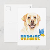 Waterverf Oekraïne - Geel lab en vlinder Briefkaart (Voorkant / Achterkant)