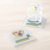 Waterverf Oekraïne - Geel lab en vlinder Glazen Onderzetter (Schuin)