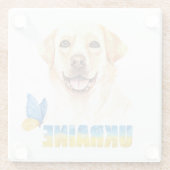 Waterverf Oekraïne - Geel lab en vlinder Glazen Onderzetter (Achterkant)