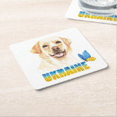 Waterverf Oekraïne - Geel lab en vlinder Kartonnen Onderzetters (Schuin)