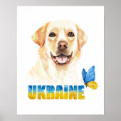 Waterverf Oekraïne - Geel lab en vlinder Poster (Voorkant)