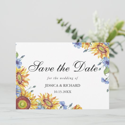 Waterverf Oekraïne Opslaan Datum uitnodiging (Staand voorkant)