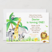 Waterverf Oerwoud Animals Invitation (Lion) Kaart (Voorkant)