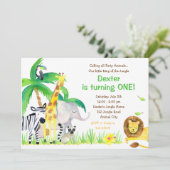 Waterverf Oerwoud Animals Invitation (Lion) Kaart (Staand voorkant)