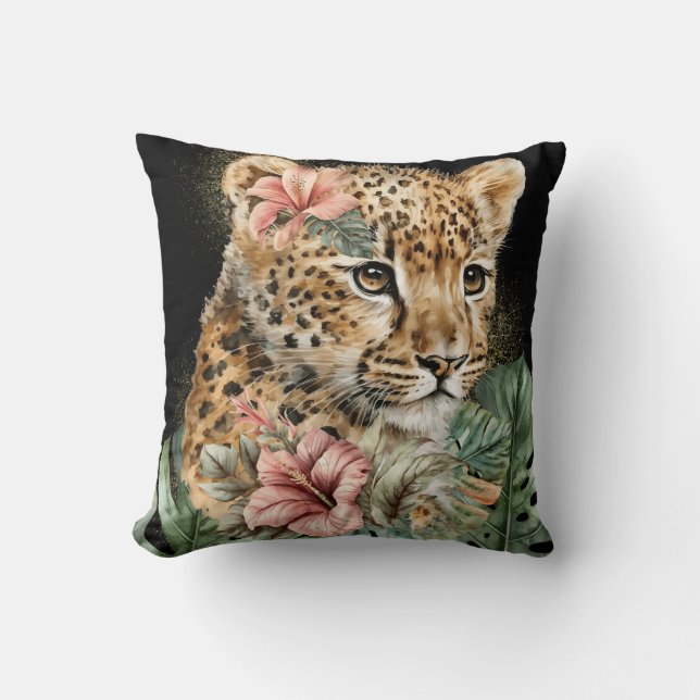 Waterverf Oerwoud Babydieren Kussen (Voorkant)