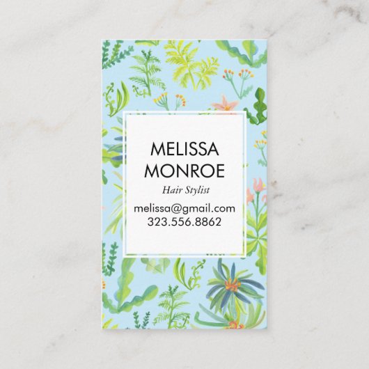 Waterverf Oerwoud Botanische flora Natuur Elegant Visitekaartje (Achterkant)