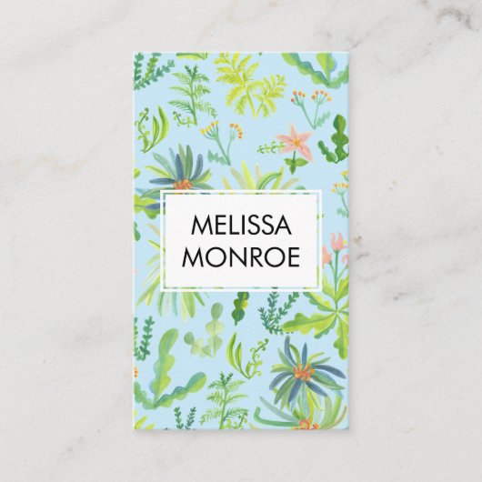 Waterverf Oerwoud Botanische flora Natuur Elegant Visitekaartje (Voorkant)