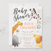 Waterverf Oerwoud Dieren Baby shower Uitnodiging (Voorkant)