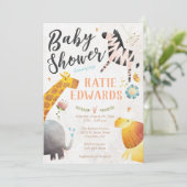 Waterverf Oerwoud Dieren Baby shower Uitnodiging (Staand voorkant)