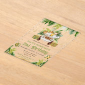 Waterverf Oerwoud Dieren Kinderen Verjaardag Acryl Uitnodigingen (Laagn)