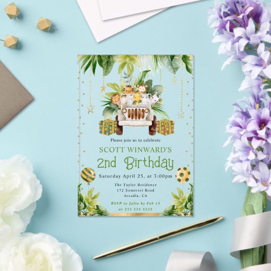 Waterverf Oerwoud Dieren Kinderen Verjaardag Acryl Uitnodigingen (Insitu (Huwelijk))