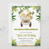 Waterverf Oerwoud Dieren Kinderen Verjaardag Kaart (Voorkant)