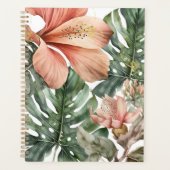 Waterverf Oerwoud Floral Peach Green Gold Splash Planner (Voorkant)