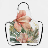 Waterverf Oerwoud Florals Peach Gold Splash Schort (Voorkant)