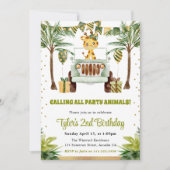 Waterverf Oerwoud Giraffe Kinderen Verjaardag Kaart (Voorkant)