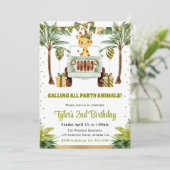 Waterverf Oerwoud Giraffe Kinderen Verjaardag Kaart (Staand voorkant)