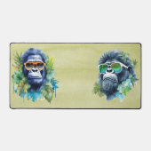 Waterverf Oerwoud Gorilla met zonnebril & bladeren Bureaumat (Voorkant)