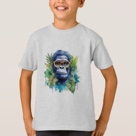 Waterverf Oerwoud Gorilla met zonnebril & bladeren T-shirt