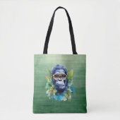 Waterverf Oerwoud Gorilla met zonnebril & bladeren Tote Bag (Voorkant)