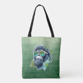 Waterverf Oerwoud Gorilla met zonnebril & bladeren Tote Bag (Achterkant)