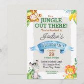 Waterverf Oerwoud Leeuw en Giraffe Birthday Invita Kaart (Voorkant / Achterkant)