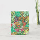 Waterverf Oerwoud met Sleepy Jaguar Blank Kaart (Voorkant)