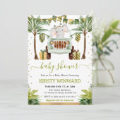 Waterverf Oerwoud Olifant Baby shower Kaart (Staand voorkant)