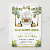 Waterverf Oerwoud Olifant Kids Verjaardag Kaart (Voorkant)