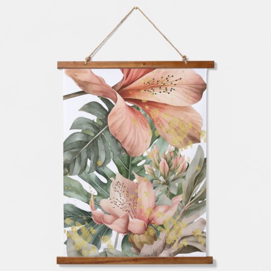 Waterverf Oerwoud Orchid Flowers Hangend Wandkleed (Voorkant)