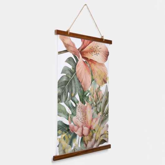 Waterverf Oerwoud Orchid Flowers Hangend Wandkleed (Gebogen)