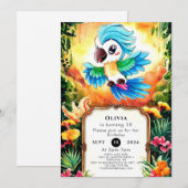 Waterverf Oerwoud Parrot Verjaardag Kaart (Voorkant / Achterkant)