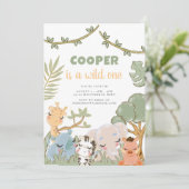 Waterverf Oerwoud Party Safari Verjaardag Kaart (Staand voorkant)
