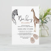 Waterverf Oerwoud Safari Animal Girl Baby shower Kaart (Staand voorkant)