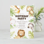 Waterverf Oerwoud Safari Animals Birthday Kaart (Staand voorkant)