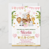 Waterverf Oerwoud Safari Animals Girls Birthday Kaart (Voorkant)