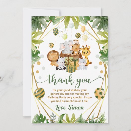Waterverf Oerwoud Safari Bedankkaart (Voorkant)