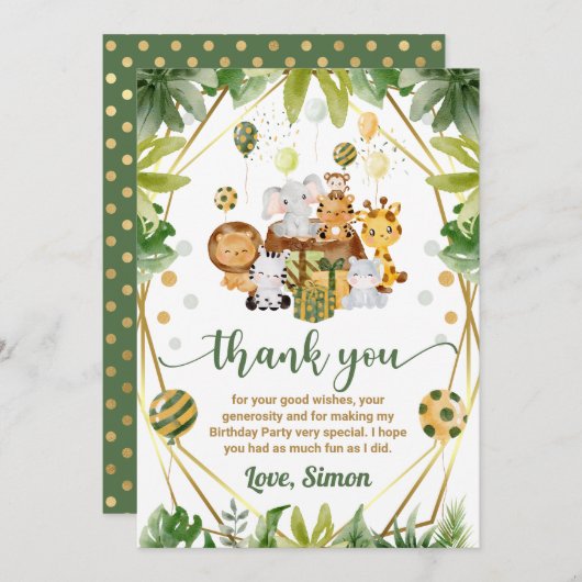 Waterverf Oerwoud Safari Bedankkaart (Voorkant / Achterkant)