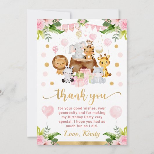 Waterverf Oerwoud Safari Bedankkaart (Voorkant)