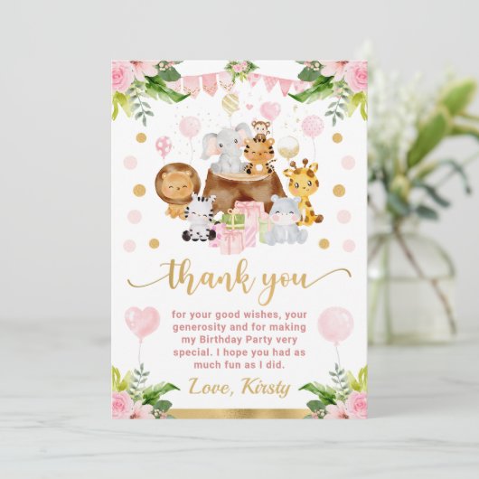 Waterverf Oerwoud Safari Bedankkaart (Staand voorkant)